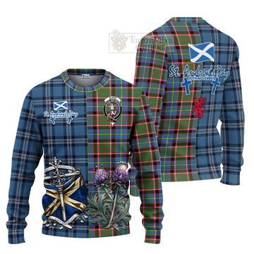 Glass Tartan Knitted Sweater Happy St. Andrew's Day Half Tartan Style Unisex - Tartan Vibes Clothing