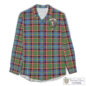 Glass Tartan Women's Casual Shirt with Family Crest Female - Tartan Vibes Clothing