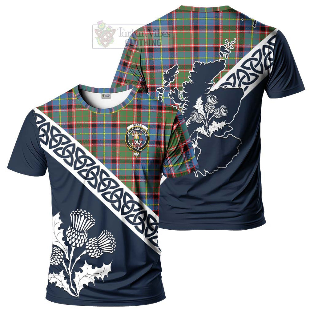 Glass Tartan T-Shirt Featuring Thistle and Scotland Map Kid's Shirt - Tartanvibesclothing Store