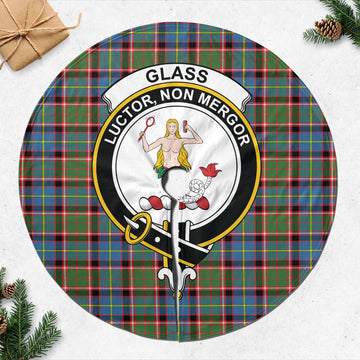 Glass Tartan Christmas Tree Skirt with Family Crest 47*47 inch - Tartan Vibes Clothing