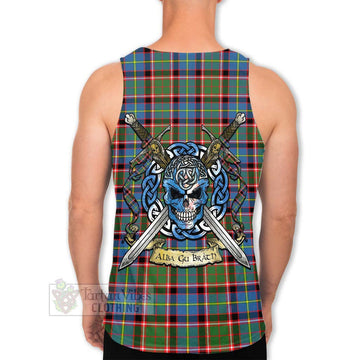 Glass Tartan Men's Tank Top with Family Crest Celtic Skull Style Men - Tartan Vibes Clothing