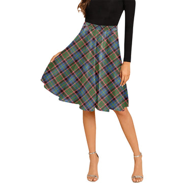 Glass Tartan Melete Pleated Midi Skirt Cross Style Female - Tartan Vibes Clothing
