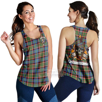 Glass Tartan Women's Racerback Tanks with Family Crest and Bearded Skull Holding Bottles of Whiskey 4XL - Tartan Vibes Clothing