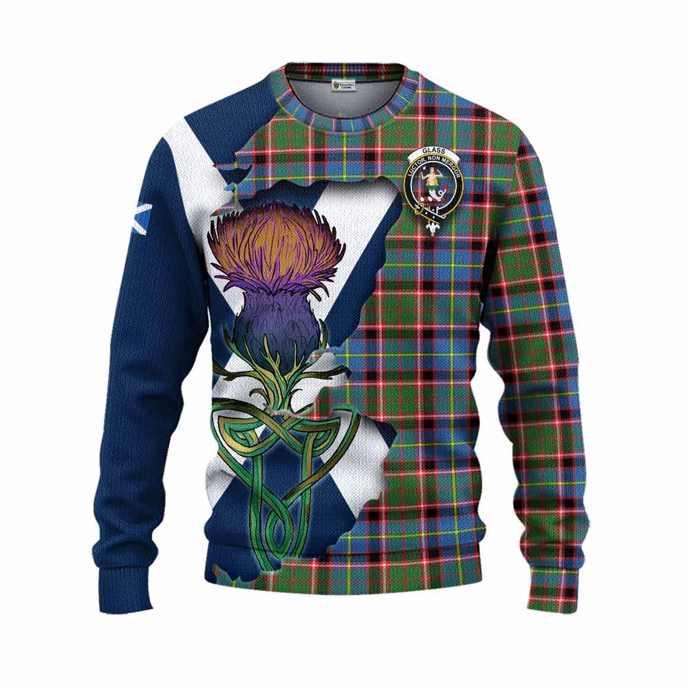 Glass Tartan Family Crest Knitted Sweater Scottish Thistle Celtic Inspired Unisex - Tartan Vibes Clothing