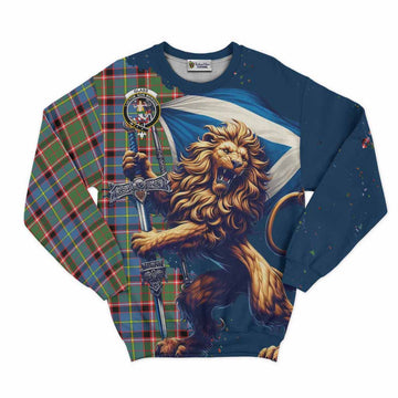 Glass Tartan Family Crest Sweatshirt with Scottish Majestic Lion Unisex - Tartan Vibes Clothing