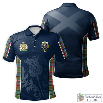 Glass Tartan Men's Polo Shirt with Family Crest and Scottish Thistle Vibes Sport Style Kid - Tartan Vibes Clothing