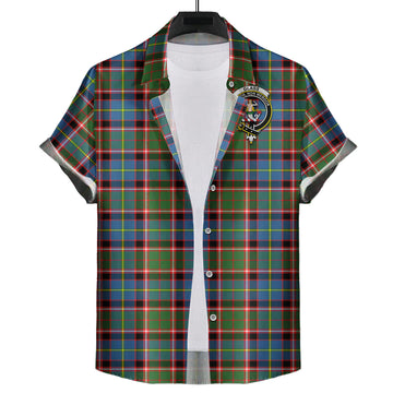 Glass Tartan Short Sleeve Button Down Shirt with Family Crest
