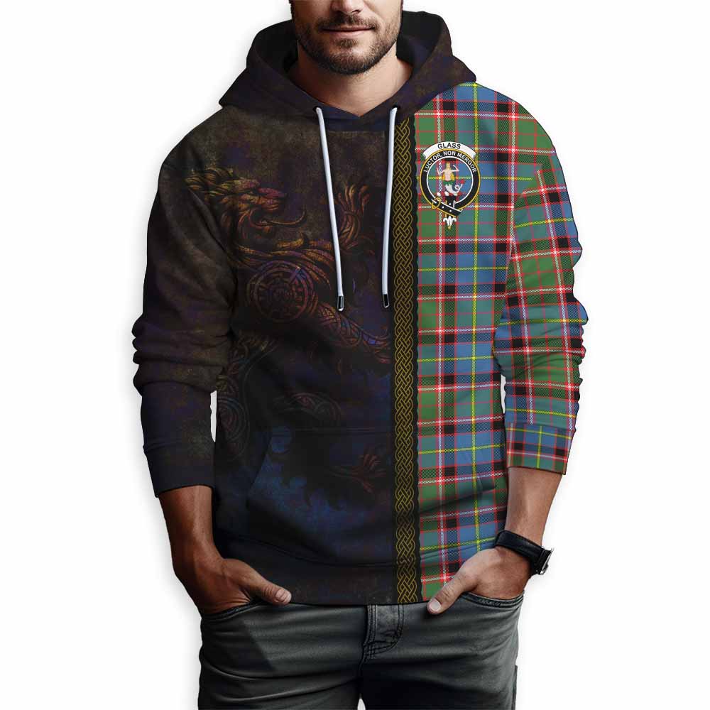 Tartan Vibes Clothing Glass Tartan Family Crest Hoodie Alba Gu Brath Be Brave Lion Ancient Style