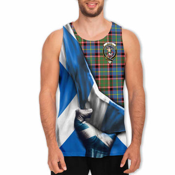 Tartan Vibes Clothing Glass Tartan Men's Tank Top with Family Crest Scotland Patriotic Style