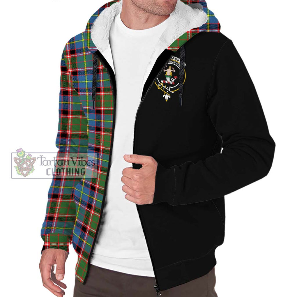Glass Tartan Sherpa Hoodie with Family Crest and Half Of Me Style Unisex S - Tartanvibesclothing Shop