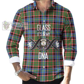 Glass Tartan Long Sleeve Button Shirt with Family Crest DNA In Me Style Men's Shirt S - Tartanvibesclothing Shop