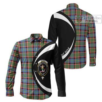 Glass Tartan Long Sleeve Button Up with Family Crest Circle Style Men's Shirt S - Tartan Vibes Clothing