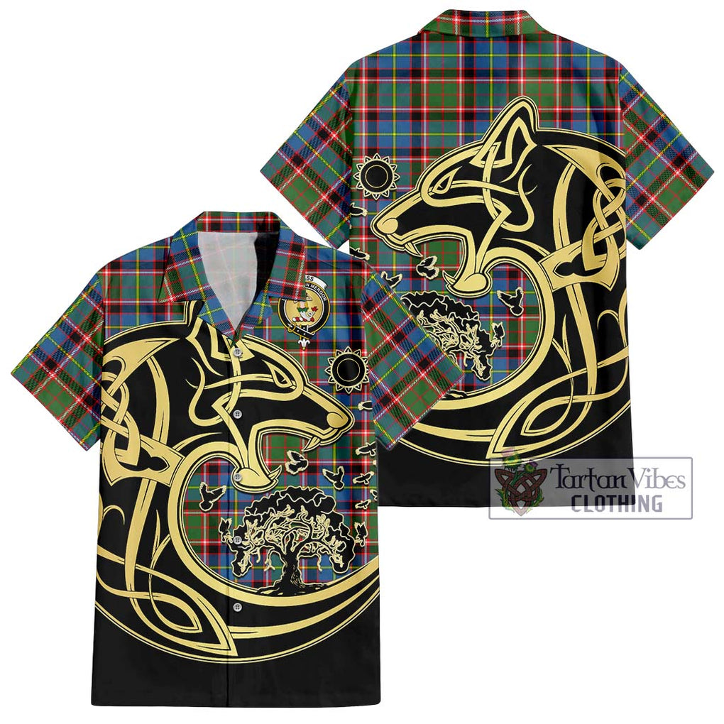 Glass Tartan Hawaiian Shirt with Family Crest Celtic Wolf Style Kid - Tartan Vibes Clothing