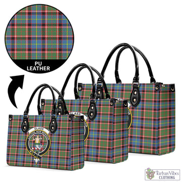 Glass Tartan Luxury Leather Handbags with Family Crest L - Tartan Vibes Clothing