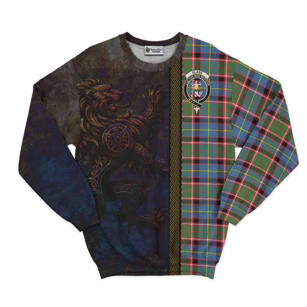 Glass Tartan Family Crest Sweatshirt Alba Gu Brath Be Brave Lion Ancient Style Unisex - Tartan Vibes Clothing