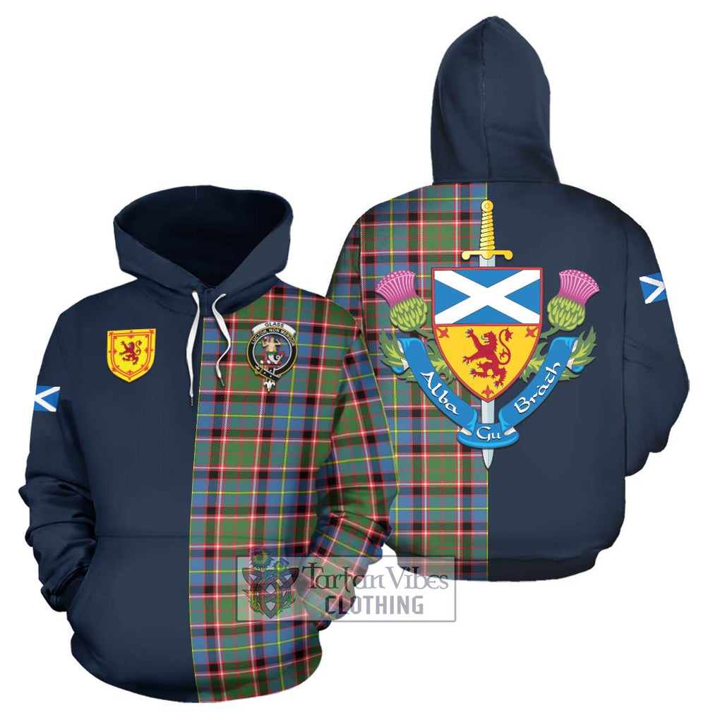 Glass Tartan Hoodie Alba with Scottish Lion Royal Arm Half Style Zip Hoodie - Tartan Vibes Clothing