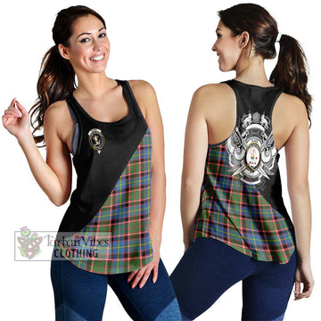Glass Tartan Women's Racerback Tanks with Family Crest and Military Logo Style 4XL - Tartan Vibes Clothing