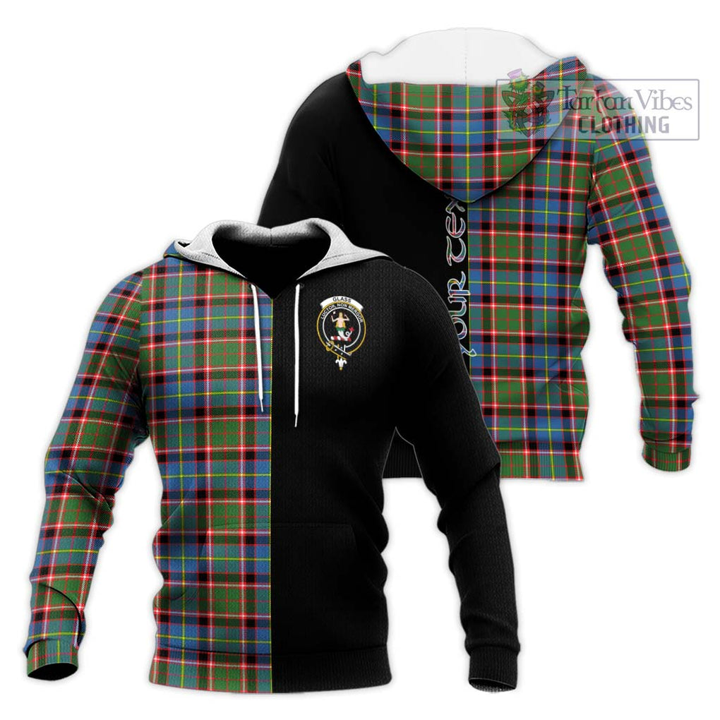 Glass Tartan Knitted Hoodie with Family Crest and Half Of Me Style Unisex Knitted Pullover Hoodie - Tartanvibesclothing Shop