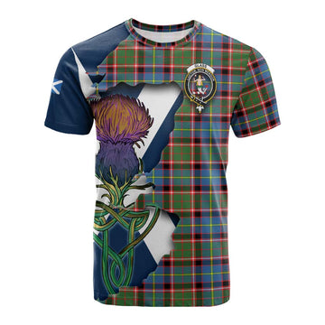 Glass Tartan Family Crest Cotton T-shirt Scottish Thistle Celtic Inspired