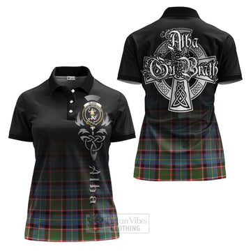 Glass Tartan Women's Polo Shirt Featuring Alba Gu Brath Family Crest Celtic Inspired Women - Tartan Vibes Clothing