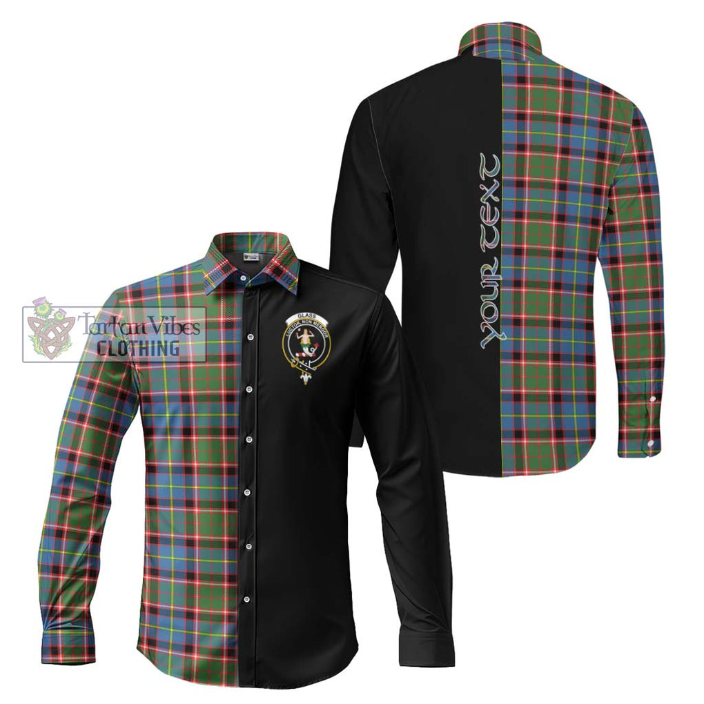 Glass Tartan Long Sleeve Button Shirt with Family Crest and Half Of Me Style Men's Shirt S - Tartanvibesclothing Shop