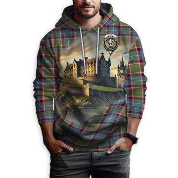 Glass Tartan Family Crest Hoodie with Scottish Ancient Castle Style Pullover Hoodie - Tartan Vibes Clothing