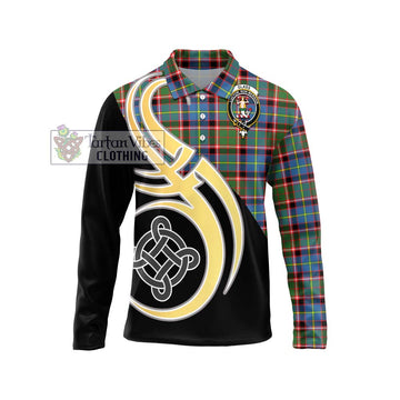 Glass Tartan Long Sleeve Polo Shirt with Family Crest and Celtic Symbol Style Unisex - Tartan Vibes Clothing