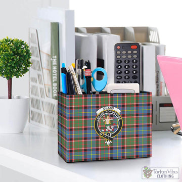 Glass Tartan Pen Holder with Family Crest One Size 5.9"(L)*2.7"(W)*4.3"(H) - Tartan Vibes Clothing