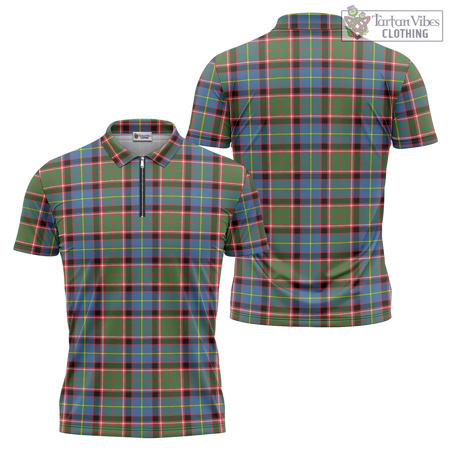 Glass Tartan Zipper Polo Shirt Unisex - Tartan Vibes Clothing