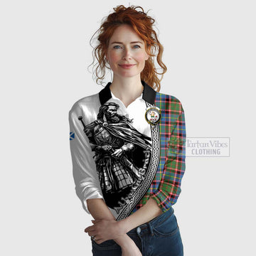 Glass Tartan Clan Crest Women's Casual Shirt with Highlander Warrior Celtic Style Female - Tartan Vibes Clothing