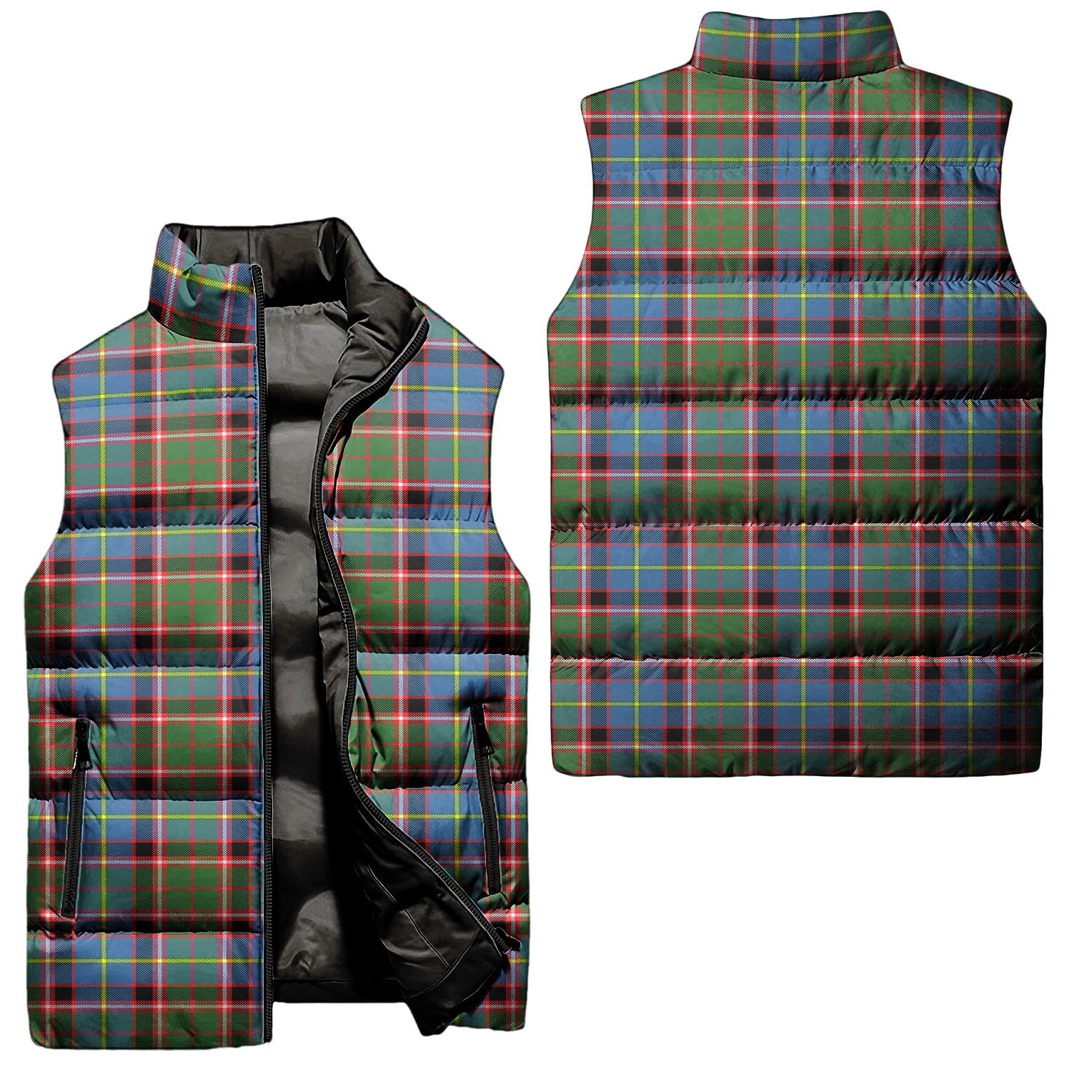 Glass Tartan Sleeveless Puffer Jacket Unisex - Tartan Vibes Clothing