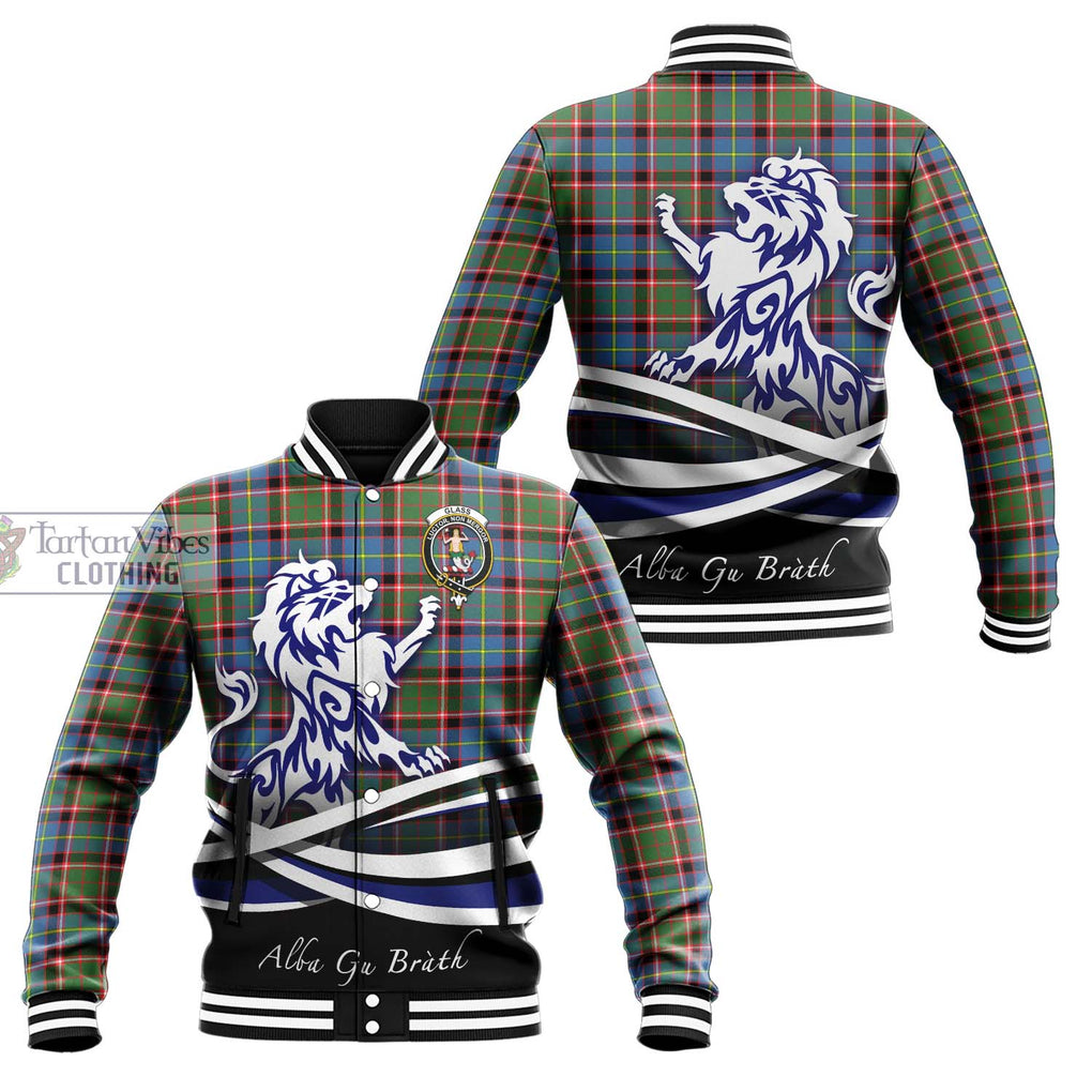 Glass Tartan Baseball Jacket with Alba Gu Brath Regal Lion Emblem Unisex - Tartan Vibes Clothing