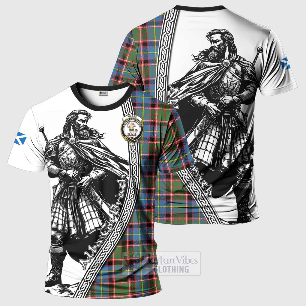 Glass Tartan Clan Crest T-Shirt with Highlander Warrior Celtic Style Kid's Shirt - Tartan Vibes Clothing