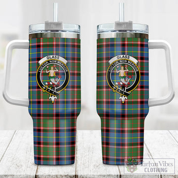 Glass Tartan and Family Crest Tumbler with Handle