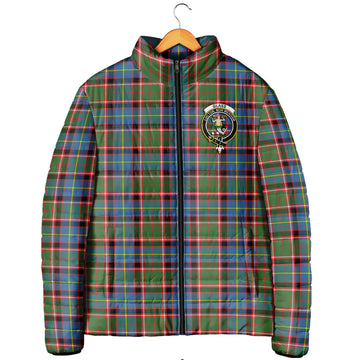 Glass Tartan Padded Jacket with Family Crest Men's Padded Jacket - Tartan Vibes Clothing