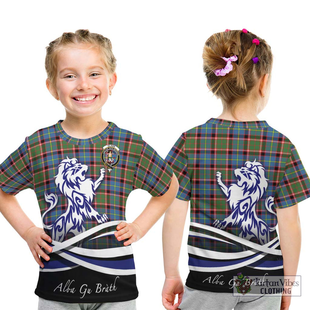 Glass Tartan Kid T-Shirt with Alba Gu Brath Regal Lion Emblem - Tartan Vibes Clothing