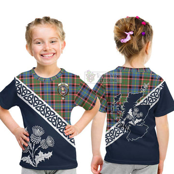 Glass Tartan Kid T-Shirt Featuring Thistle and Scotland Map - Tartan Vibes Clothing