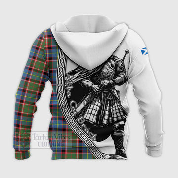 Glass Tartan Clan Crest Knitted Hoodie with Highlander Warrior Celtic Style - Tartan Vibes Clothing