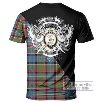 Glass Tartan T-Shirt with Family Crest and Military Logo Style - Tartan Vibes Clothing