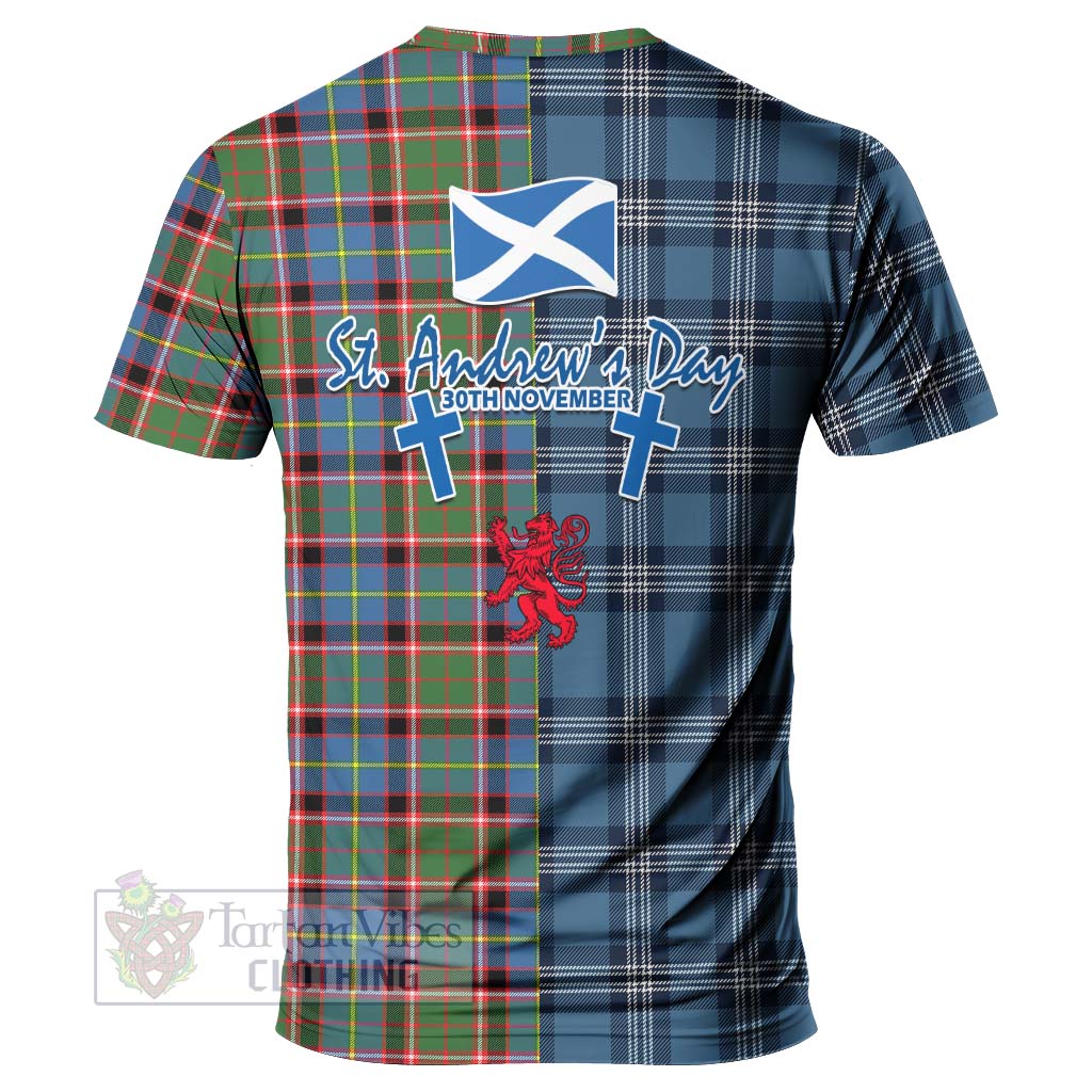 Glass Tartan T-Shirt Happy St. Andrew's Day Half Tartan Style - Tartan Vibes Clothing