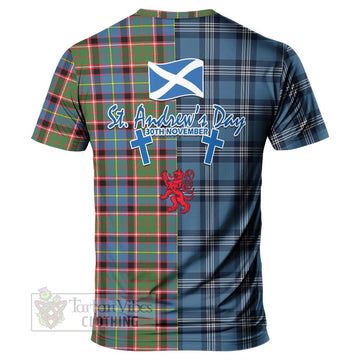 Glass Tartan T-Shirt Happy St. Andrew's Day Half Tartan Style - Tartan Vibes Clothing