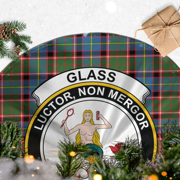 Glass Tartan Christmas Tree Skirt with Family Crest