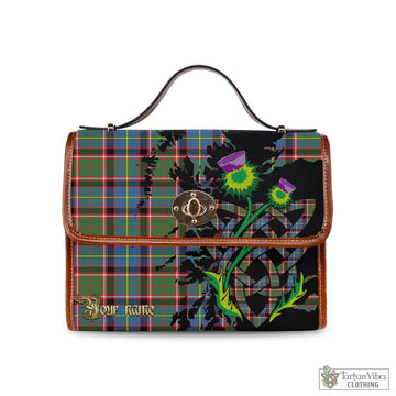 Glass Tartan Waterproof Canvas Bag with Scotland Map and Thistle Celtic Accents