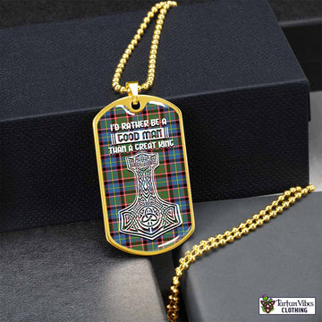 Tartan Vibes Clothing Glass Tartan Dog Tag Necklace Viking Mjolnir Style
