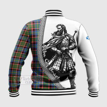 Glass Tartan Clan Crest Baseball Jacket with Highlander Warrior Celtic Style - Tartan Vibes Clothing