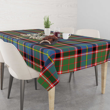 Glass Tartan Tablecloth with Clan Crest and the Golden Sword of Courageous Legacy