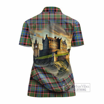 Glass Tartan Family Crest Women's Polo Shirt with Scottish Ancient Castle Style - Tartan Vibes Clothing