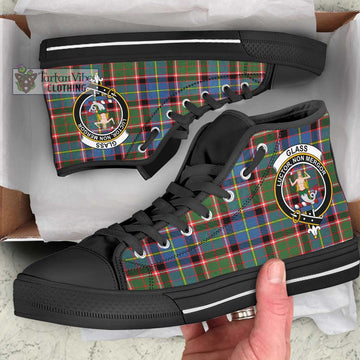 Glass Tartan High Top Shoes with Family Crest - Tartan Vibes Clothing