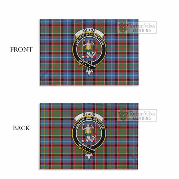 Tartan Vibes Clothing Glass Tartan House Flag with Family Crest