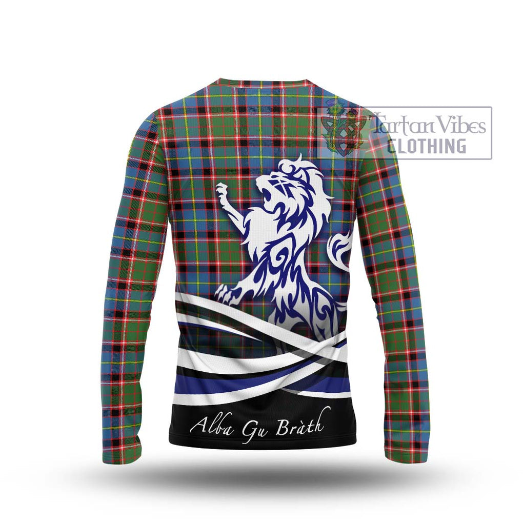 Glass Tartan Long Sleeve T-Shirt with Alba Gu Brath Regal Lion Emblem - Tartan Vibes Clothing